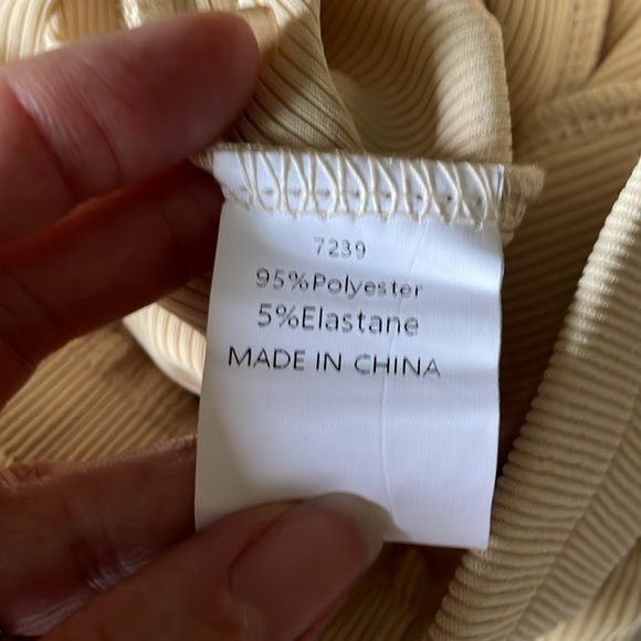 BTFBM Wide Leg Ridged Pants Cream Pull-On Elastic Waist High Rise Dressy NWT Sm - Picture 9 of 12